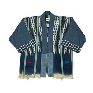 Highlands Foundry Indigo Ikat Haori Jacket Women's O/S Indie Boho
